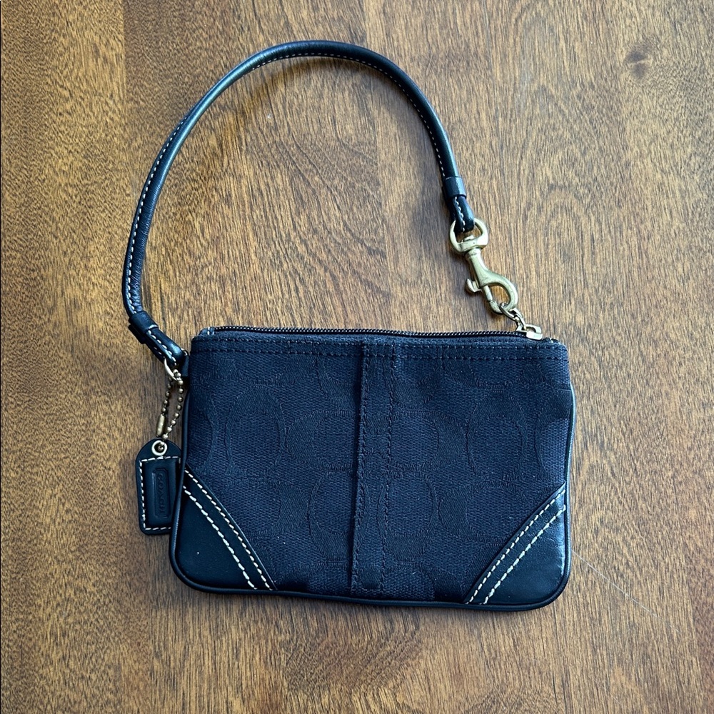 Coach Black Wristlet with Gold Accents - Picture 3 of 4
